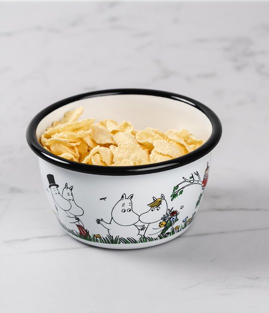 Moomin emaljskål 3 dl, Happy Family 4 - PACK