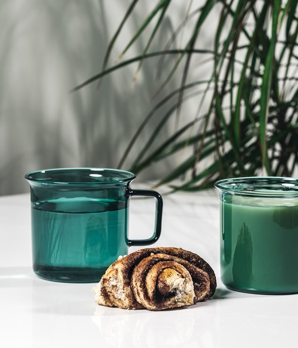 Glasmugg i borosilikatglas 6-pack, Blå-Grön 3,5 dl