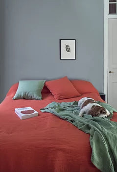 Evy vävd filt 260x260 cm, Tomato