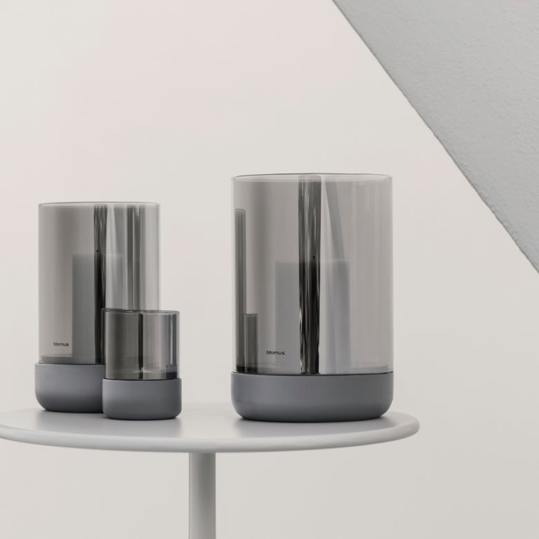 Calma Ljuslykta 9,5 cm Steel Gray/Smoke 2-pack