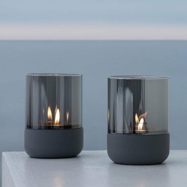 Calma Ljuslykta 9,5 cm Steel Gray/Smoke 2-pack