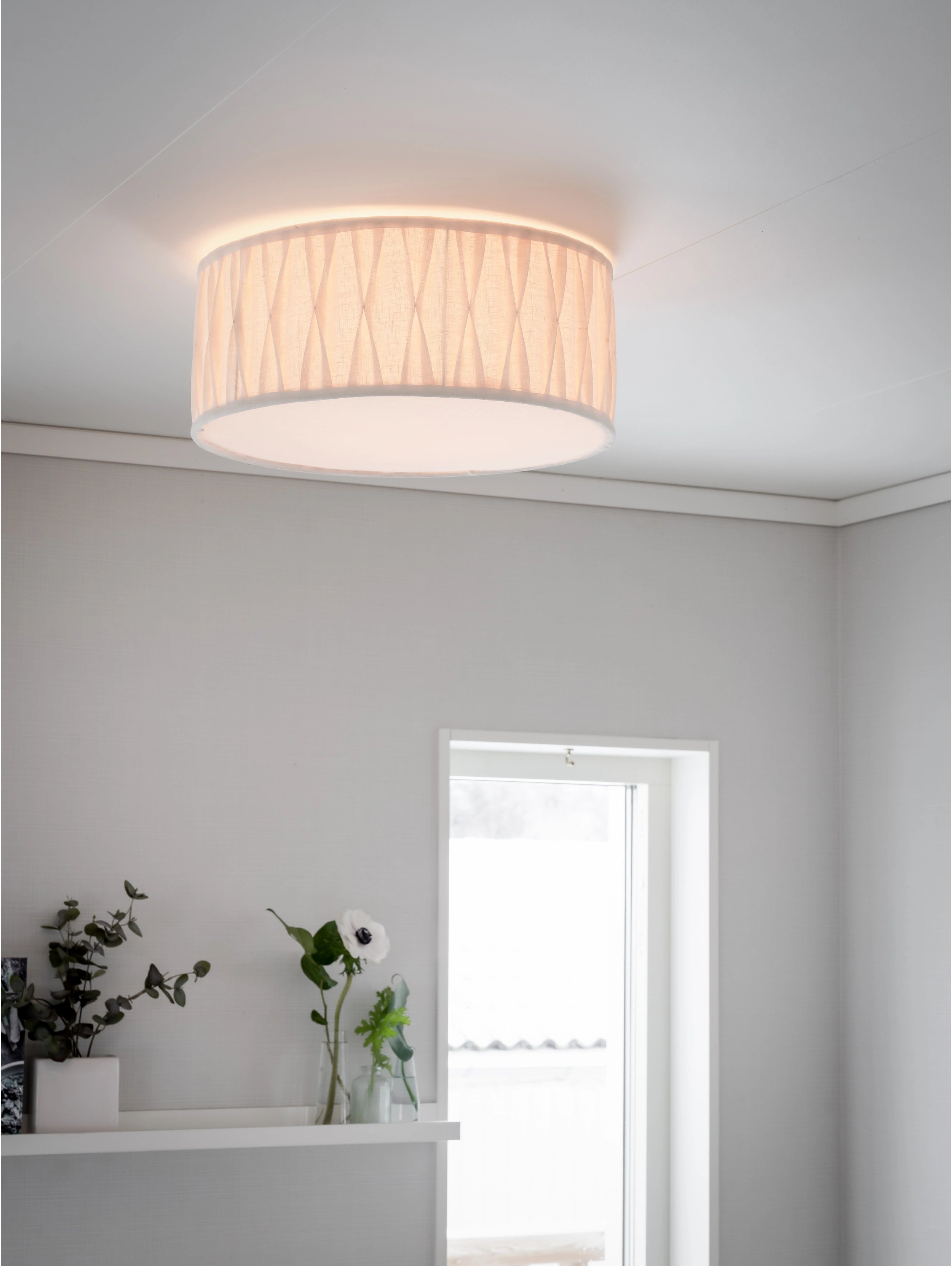 Plafond Plissé Stygn 45 cm, offwhite linnetyg