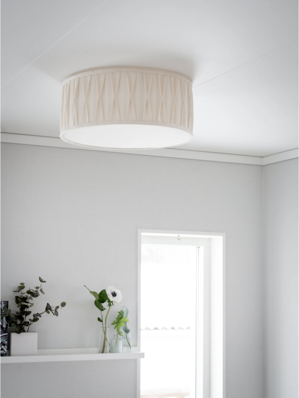 Plafond Plissé Stygn 45 cm, offwhite linnetyg