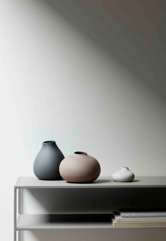 Nona Set med 3 Vaser Pewter, Micro Chip, Bark