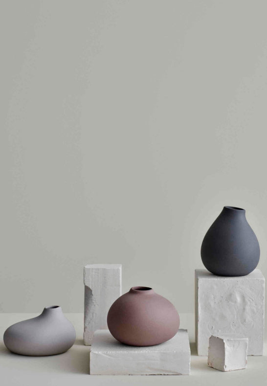 Nona Set med 3 Vaser Pewter, Micro Chip, Bark