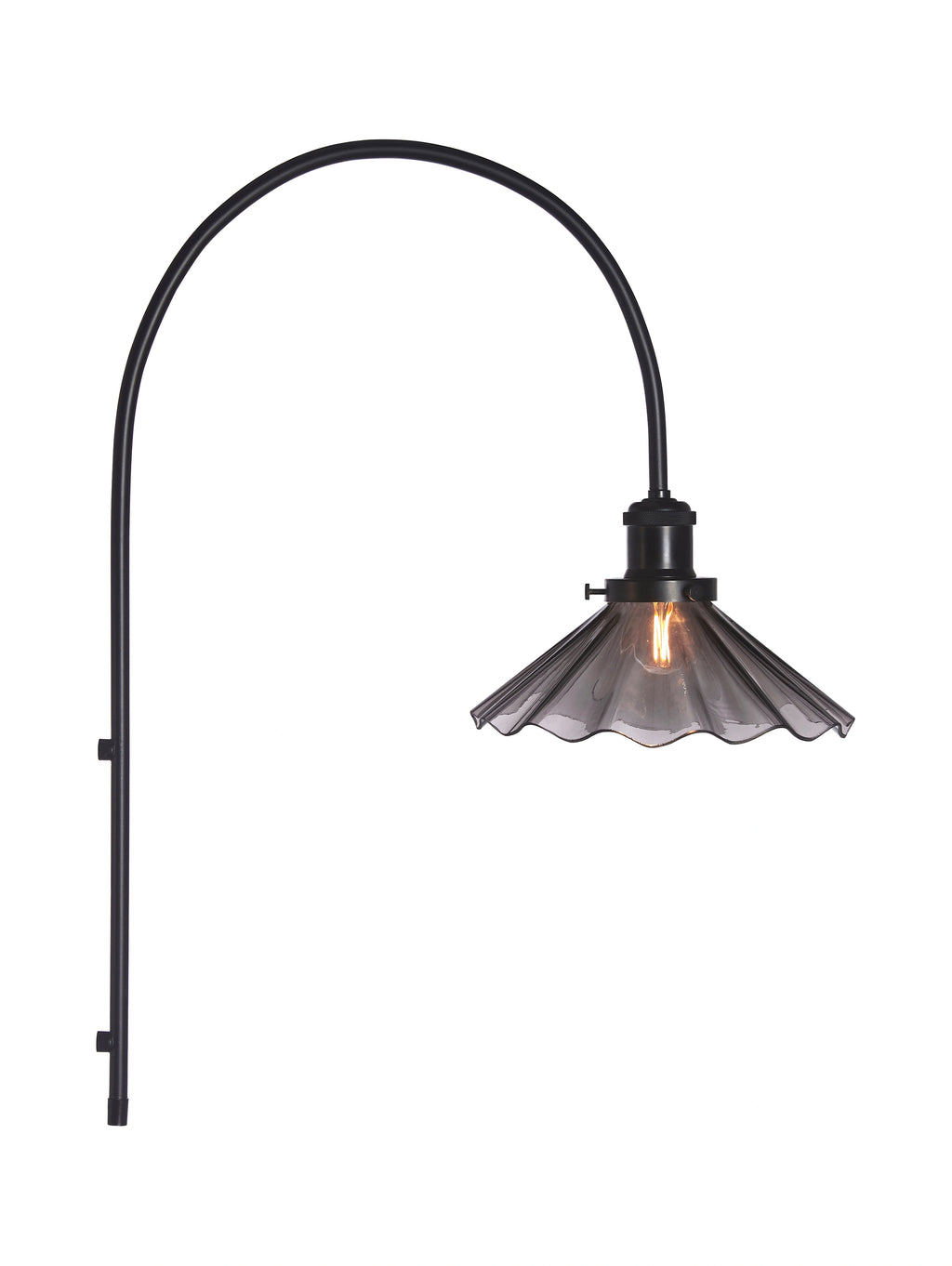 August vägglampa 25 cm, svart veckad