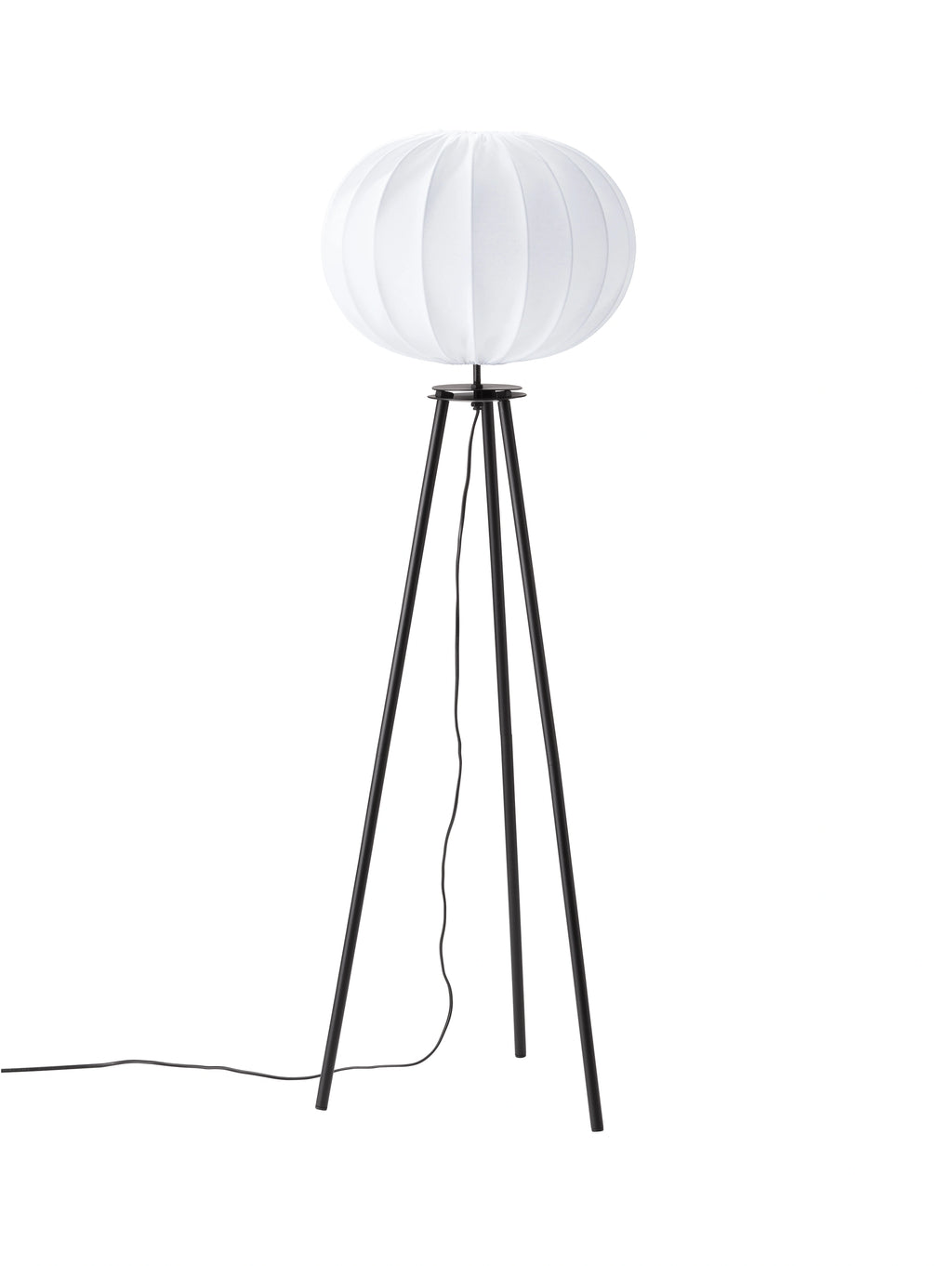 Bas golvlampa tripod med vit skärm, matt svart 125 cm