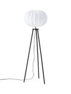Bas golvlampa tripod med vit skärm, matt svart 125 cm