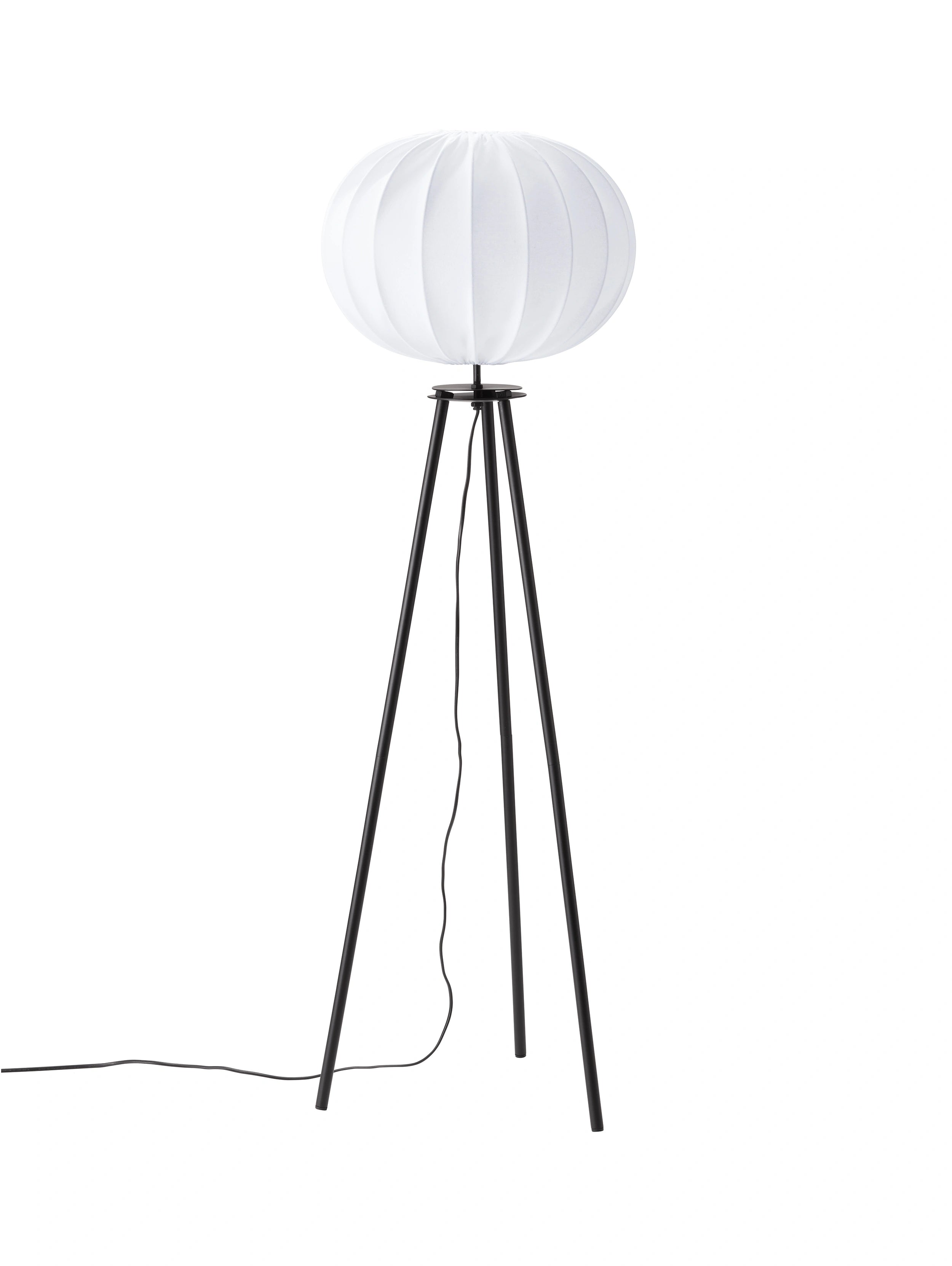 Bas golvlampa tripod med vit skärm, matt svart 125 cm