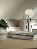 Bas golvlampa tripod med vit skärm, matt svart 125 cm