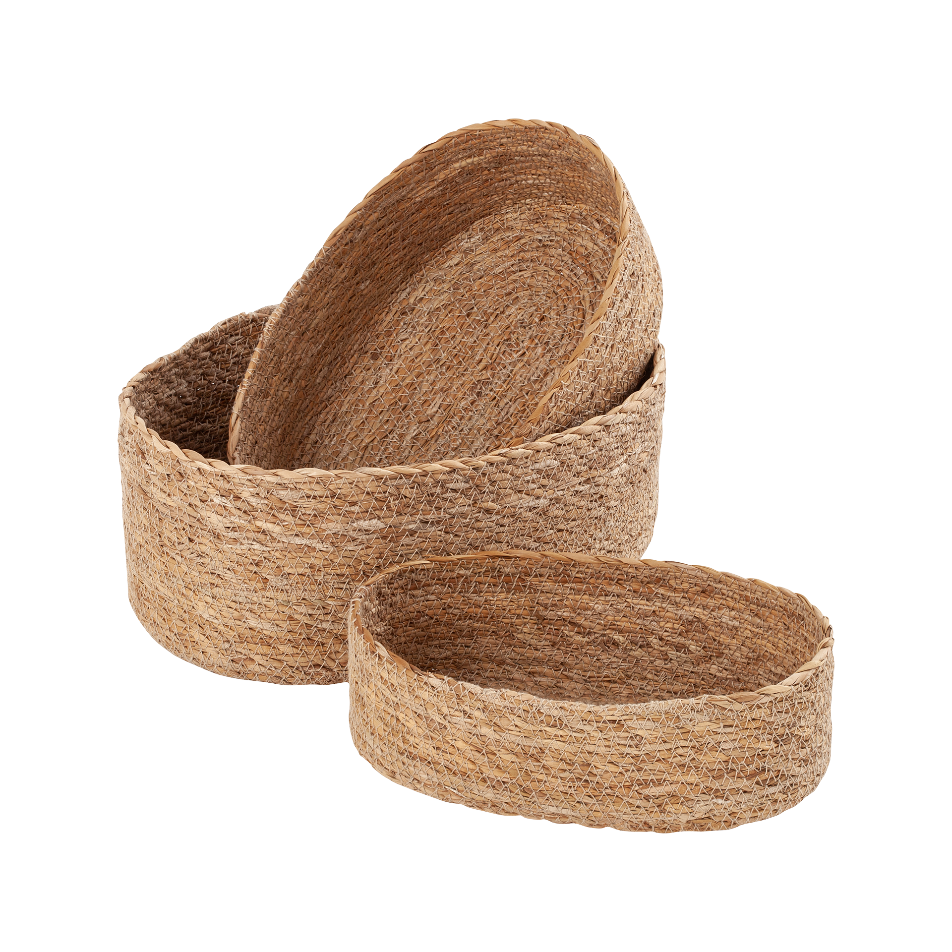 Esther Runda Tvinnade Förvaringskorgar med Handtag 2-pack, Natur