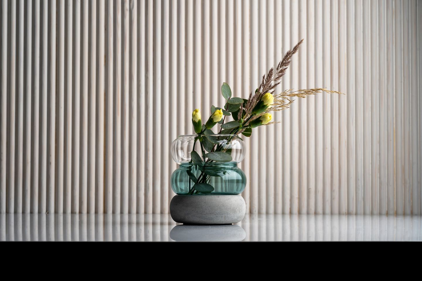 Bagel vas/ljuslykta 12 cm, teal 2-pack