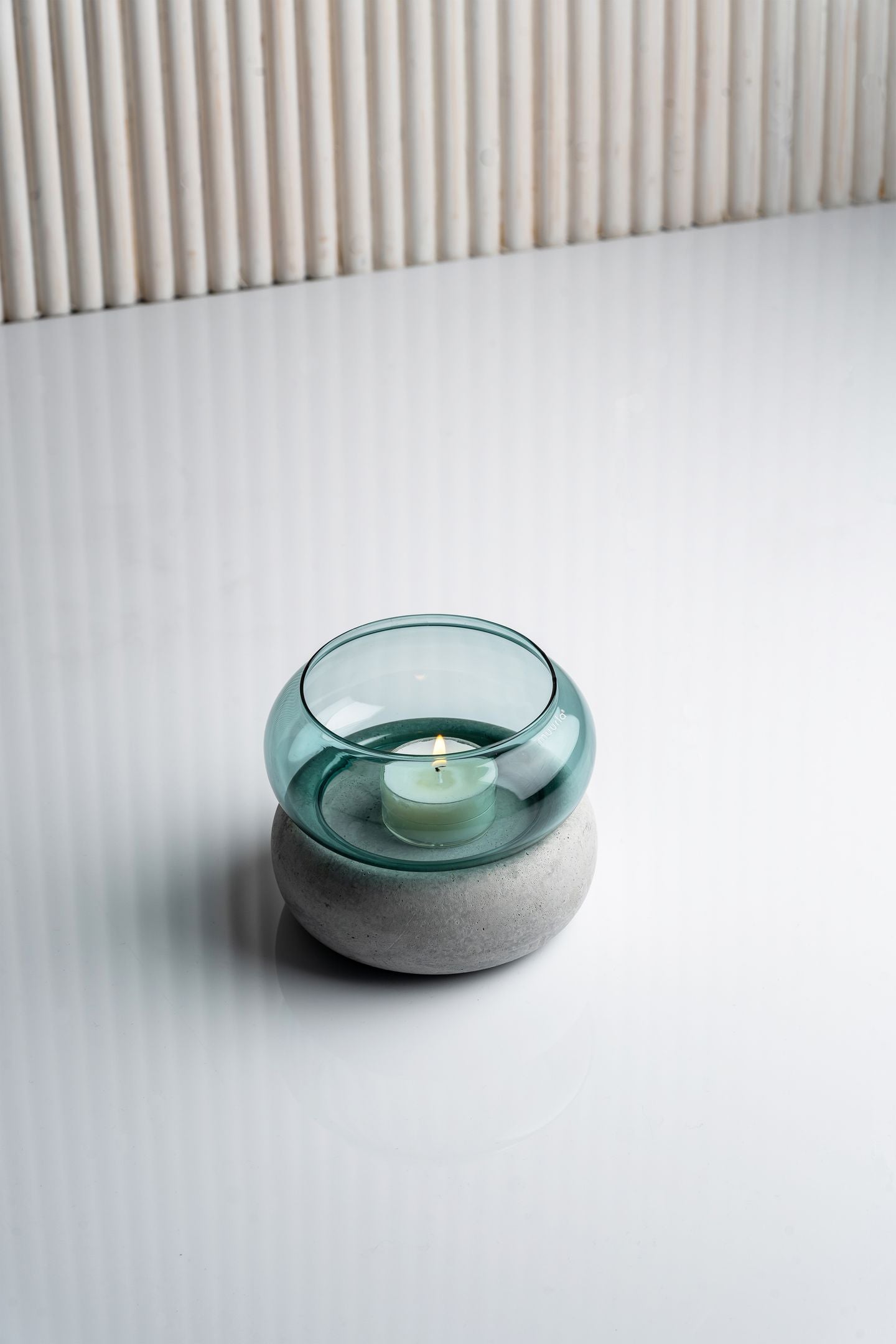 Bagel vas/ljuslykta 12 cm, teal 2-pack