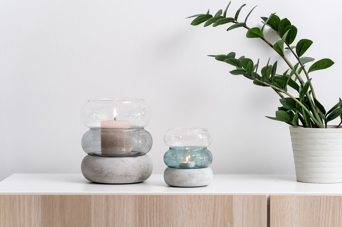 Bagel vas/ljuslykta 12 cm, teal 2-pack