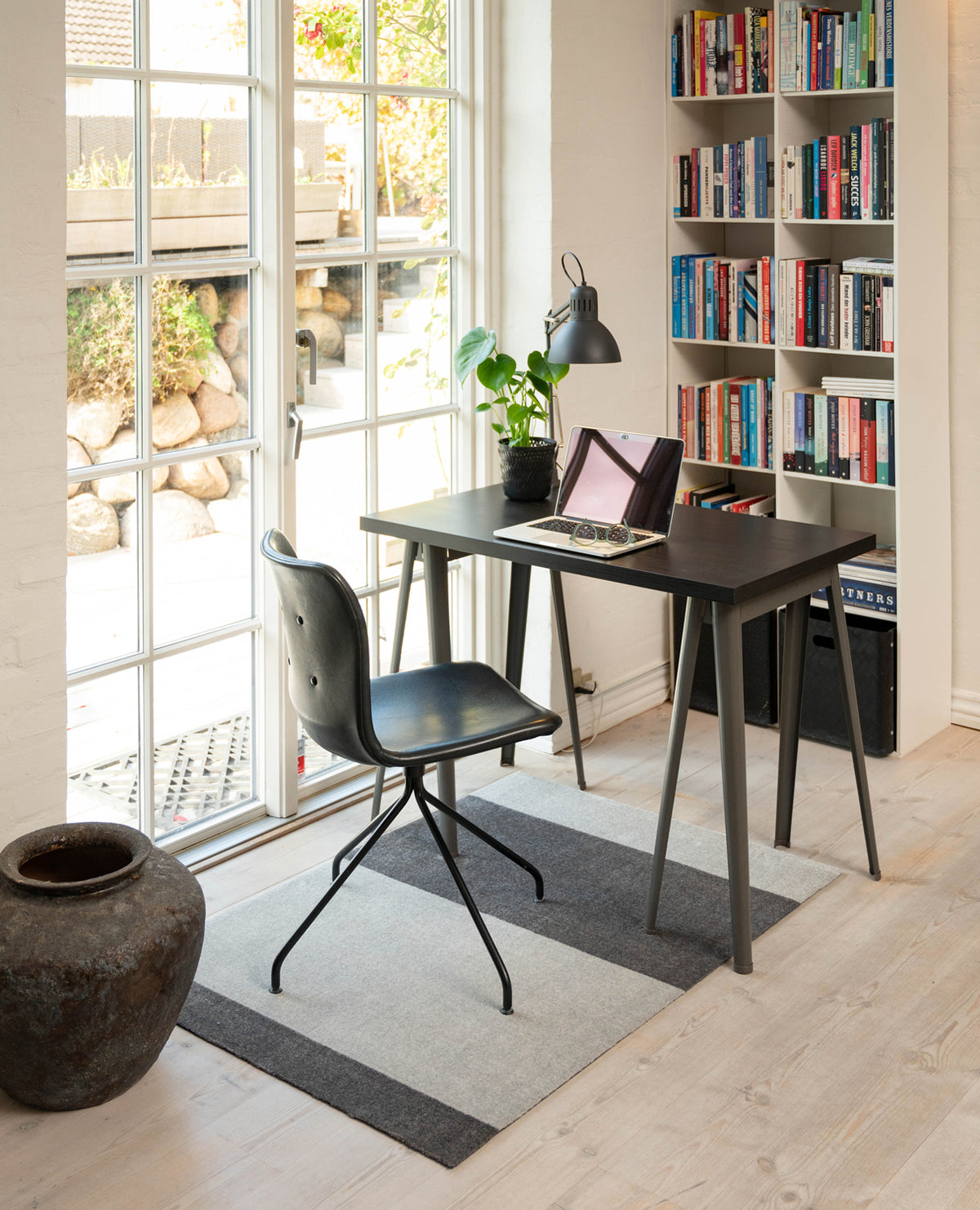 Stripes Horizontal matta stålgrå/ljusgrå, 200x90 cm