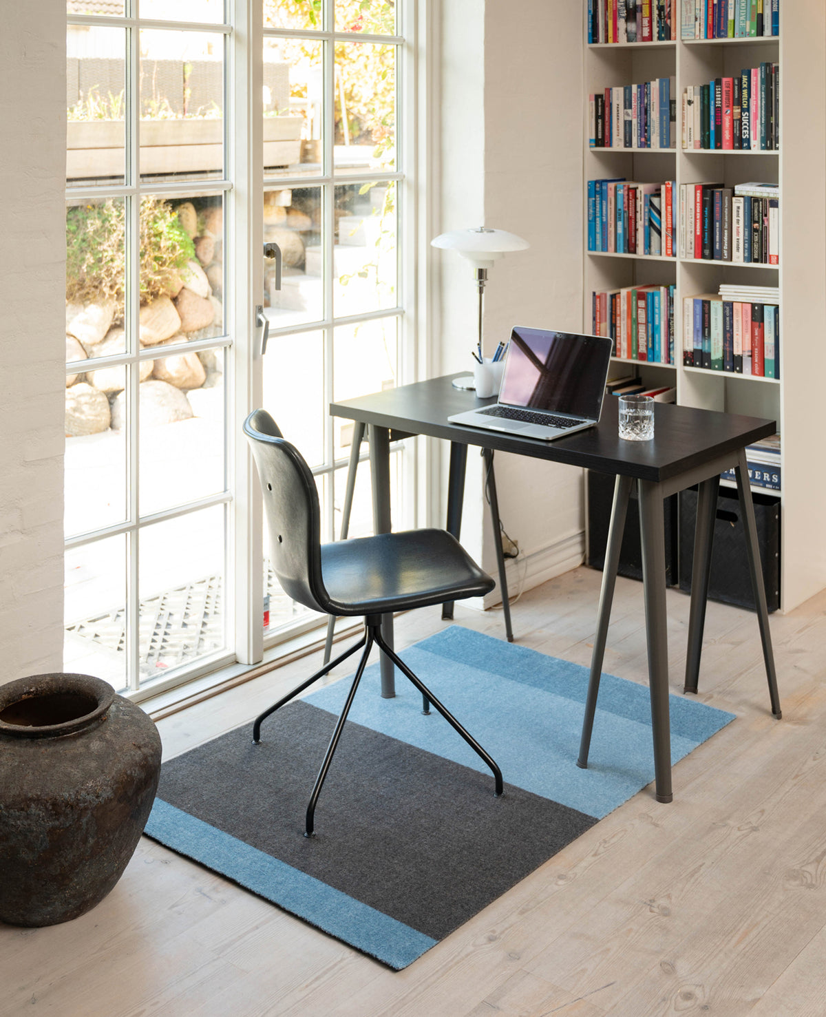 Stripes Horizontal matta ljusblå/dämpad blå/stålgrå, 200x90 cm