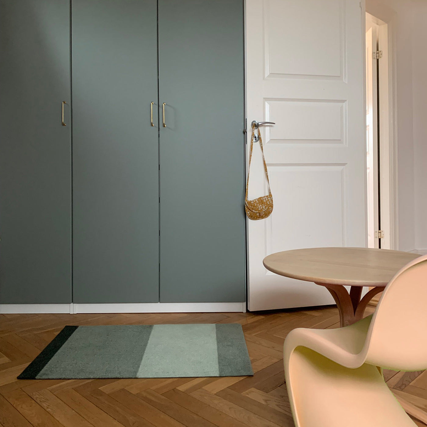 Stripes Horizontal matta ljus/grågrön/mörkgrön, 200x90 cm