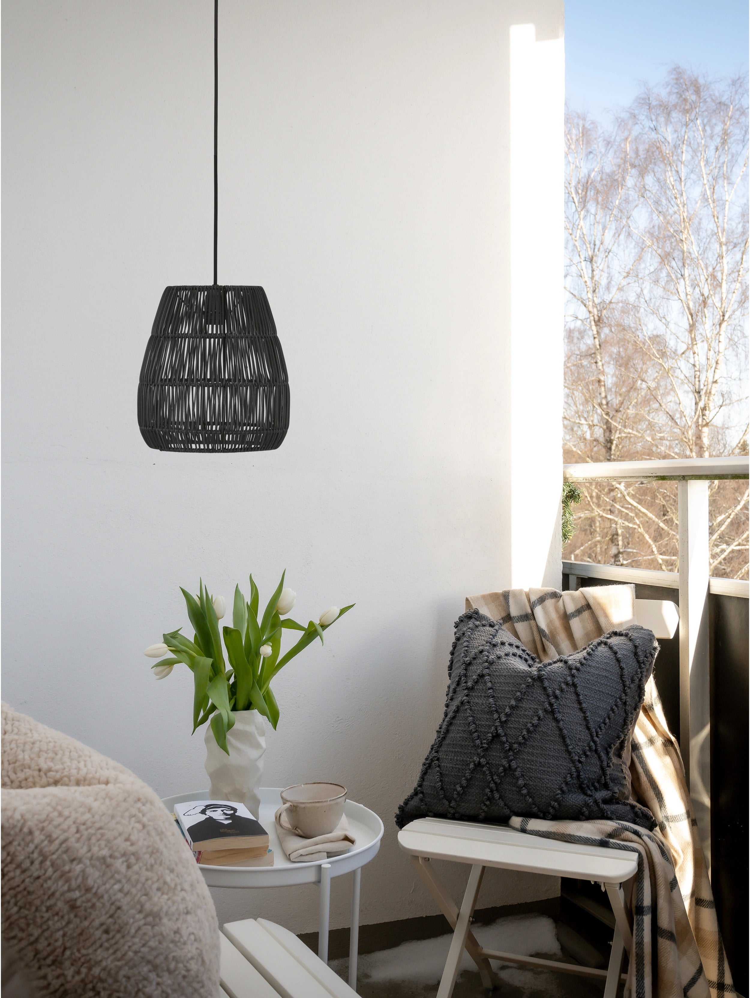 Saigon utomhustaklampa Ø28 cm, svart polyrotting