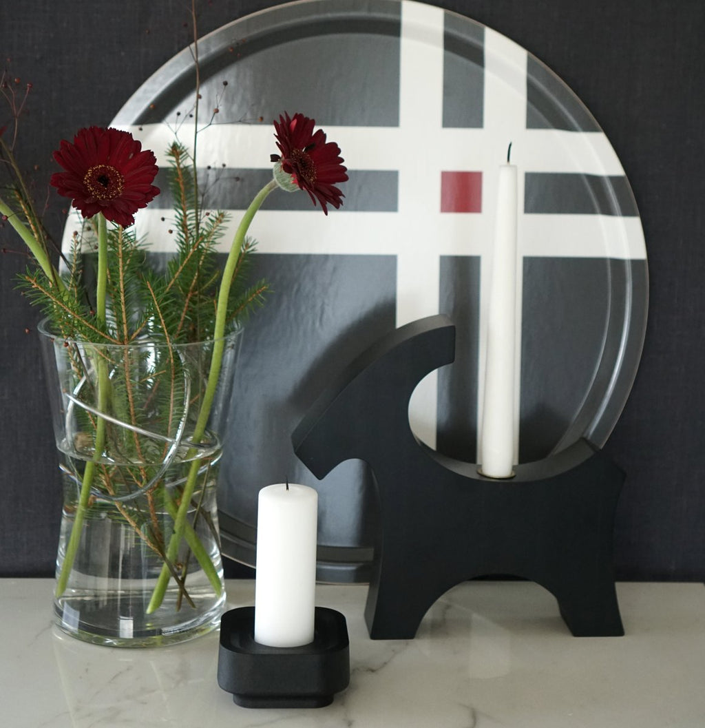 Bricka Cross grå, D 46cm