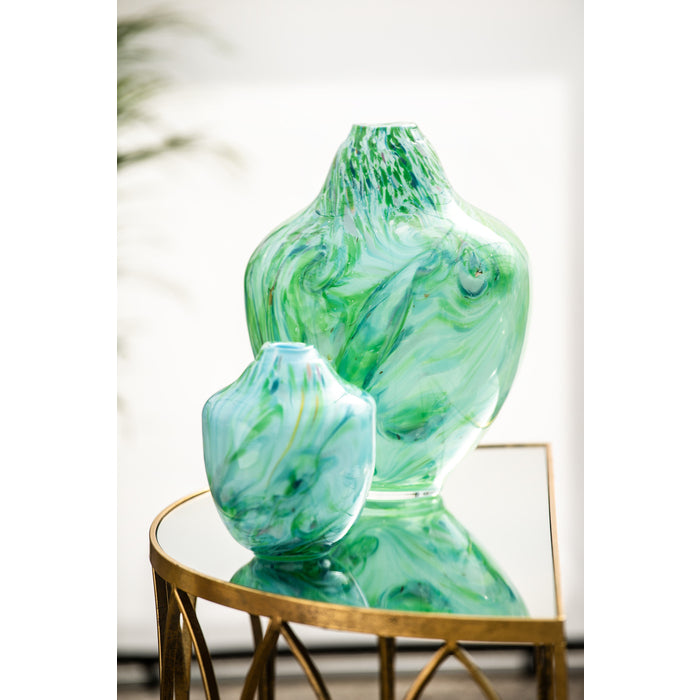 Magnor - Unik Skulptur Kunstglass Grön Multi Liten 17 cm