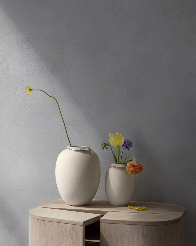 Brim vase H28 beige ceramics
