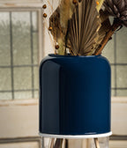 Capsule vas, klar/mörkblå