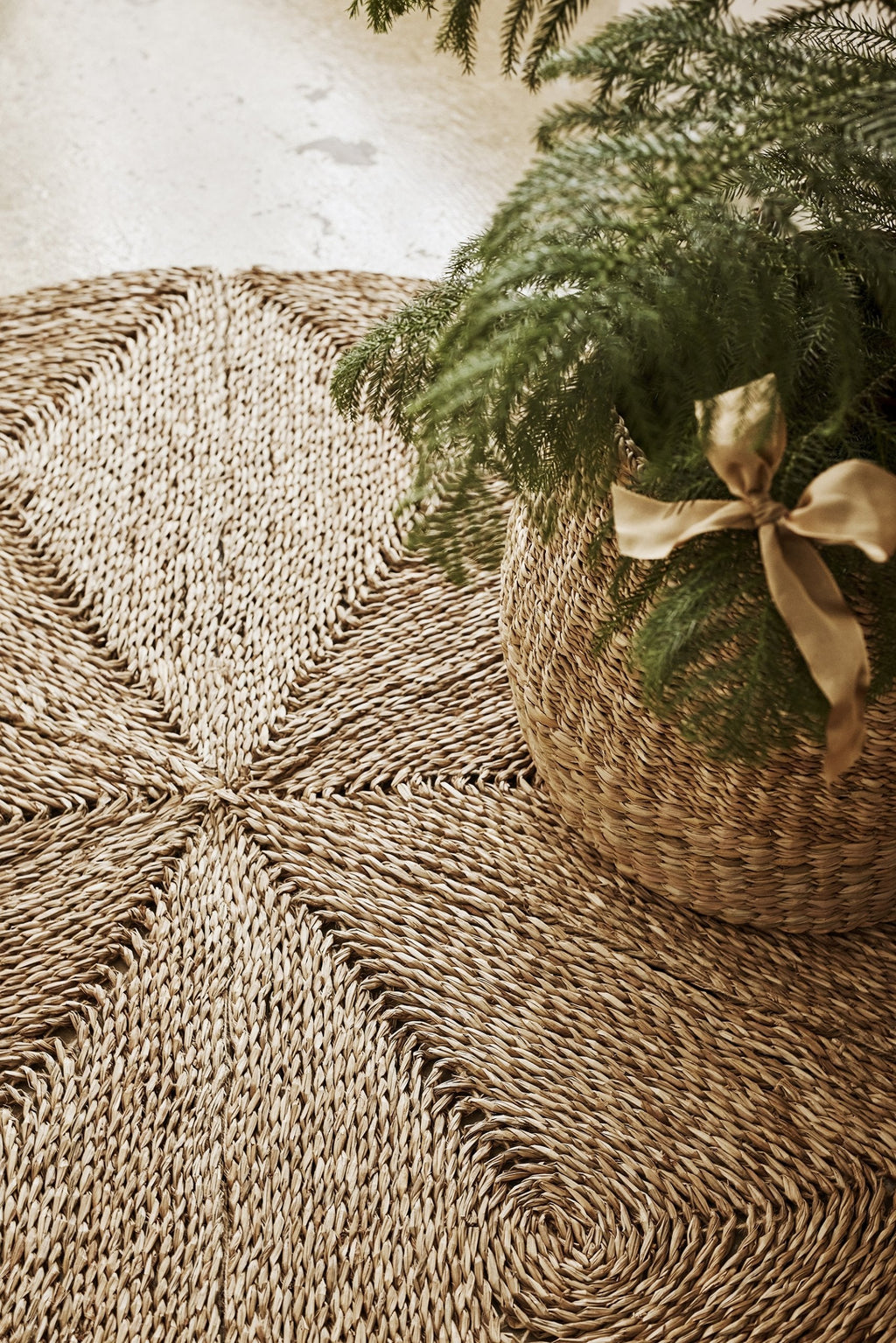 Esther Rund Matta med Stjärnmönster Ø120 cm, Tång