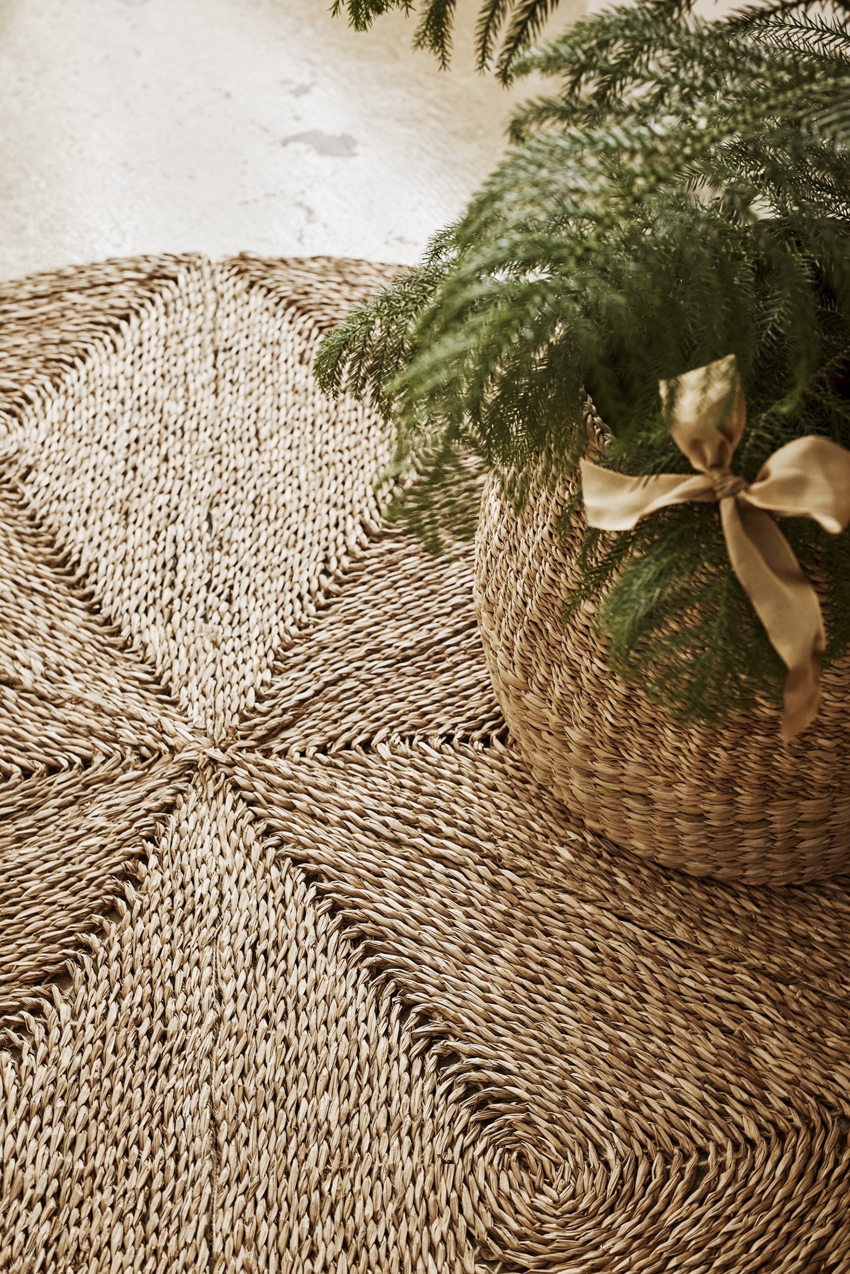 Esther Rund Matta med Stjärnmönster Ø120 cm, Tång