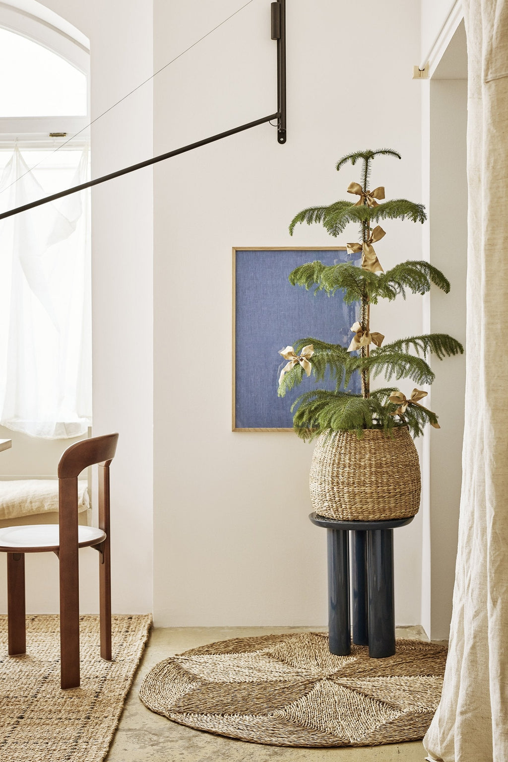 Esther Rund Matta med Stjärnmönster Ø120 cm, Tång