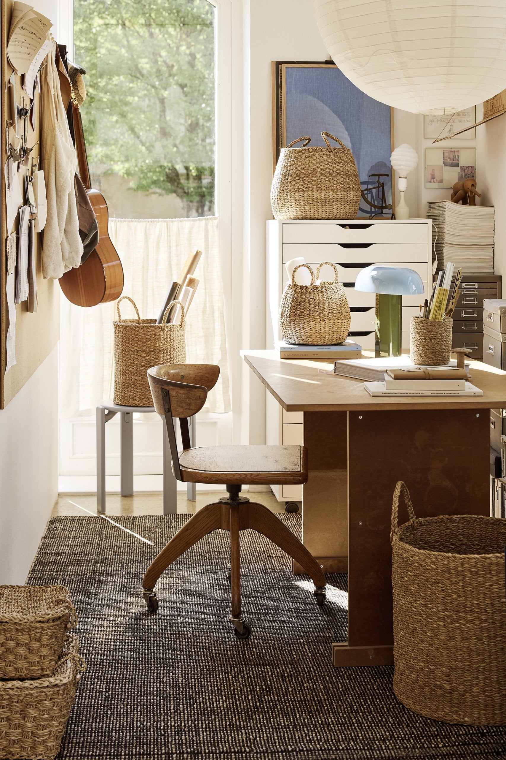 Esther Cylinderformade Förvaringskorgar Large med Handtag 2-pack, Natur