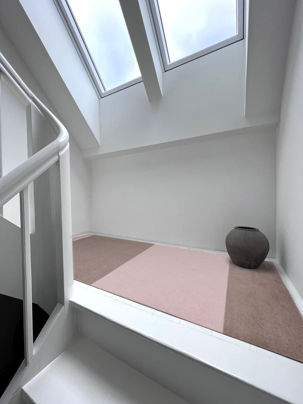 Stripes Horizontal matta sand/ljusrosa, 200x90 cm