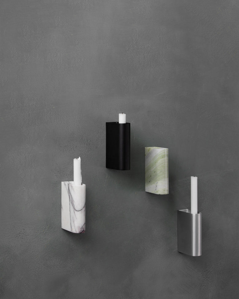 Monolit ljusstake Medium blandad vit marmor