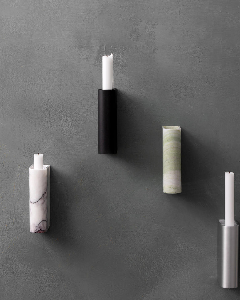 Monolit ljusstake Medium blandad vit marmor