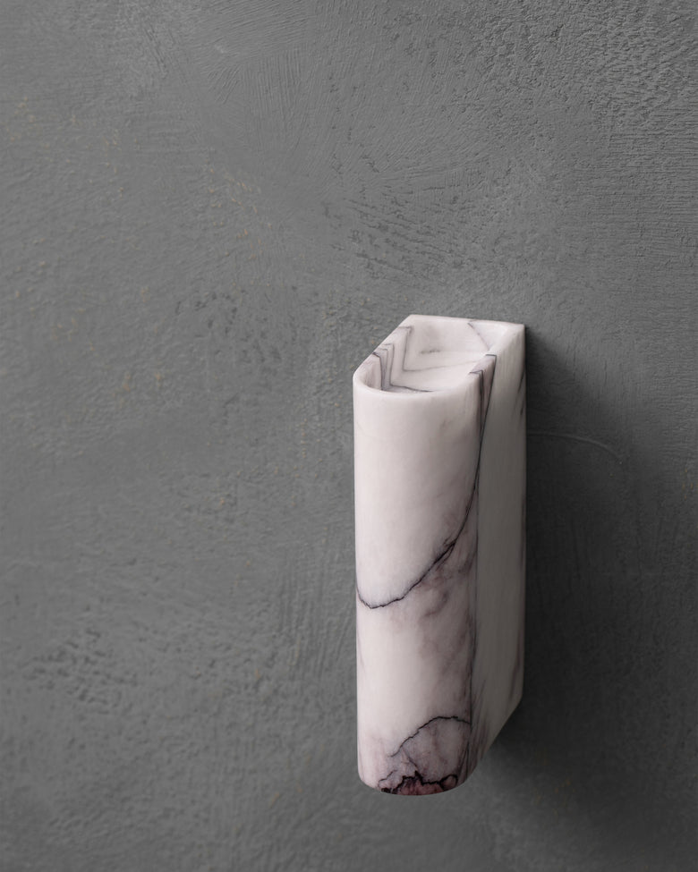 Monolit ljusstake Medium blandad vit marmor