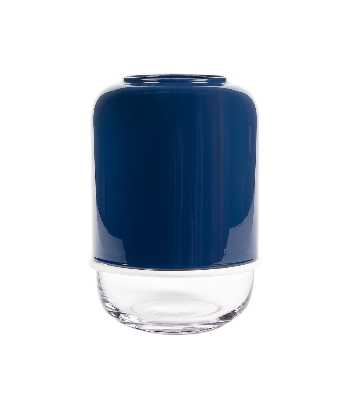 Capsule vas, klar/mörkblå