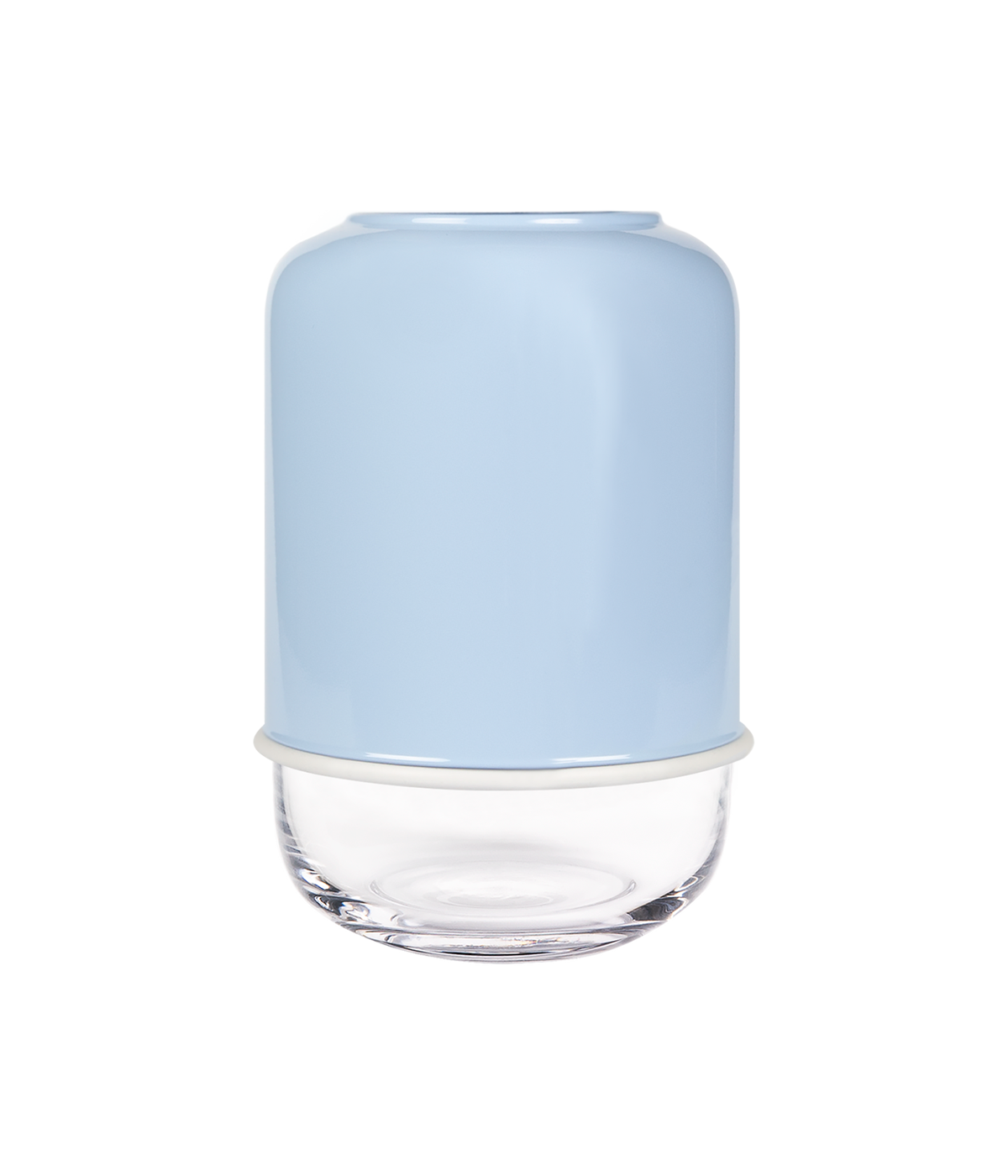 Capsule vas, klar/ljusblå