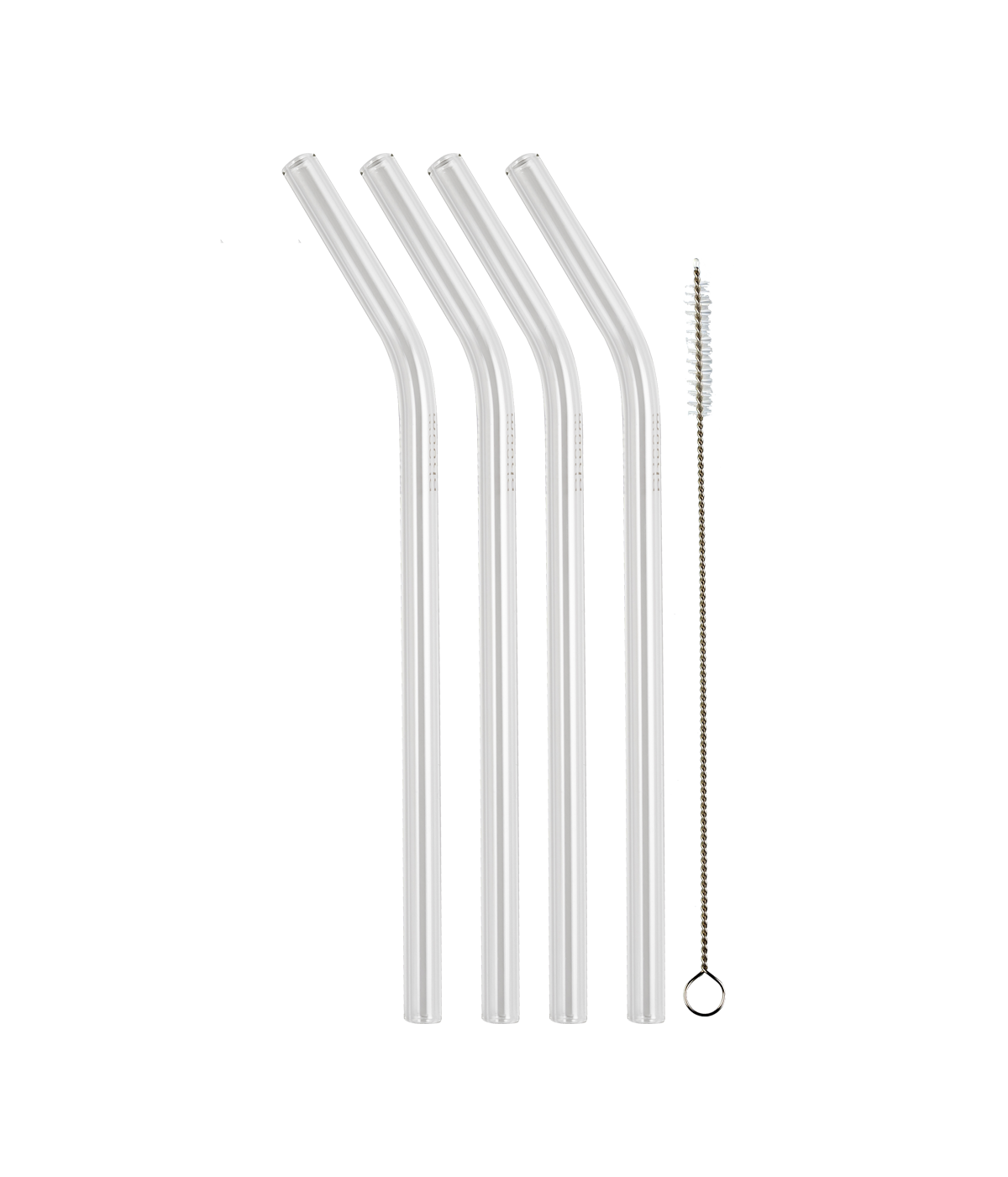 Glas sugrör 4-pack + rengöringsborste