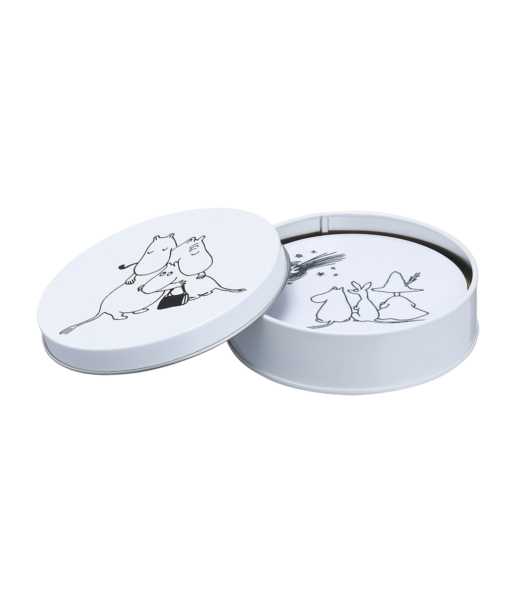 Moomin glasunderlägg 4-pack i plåtask, Moomin 80