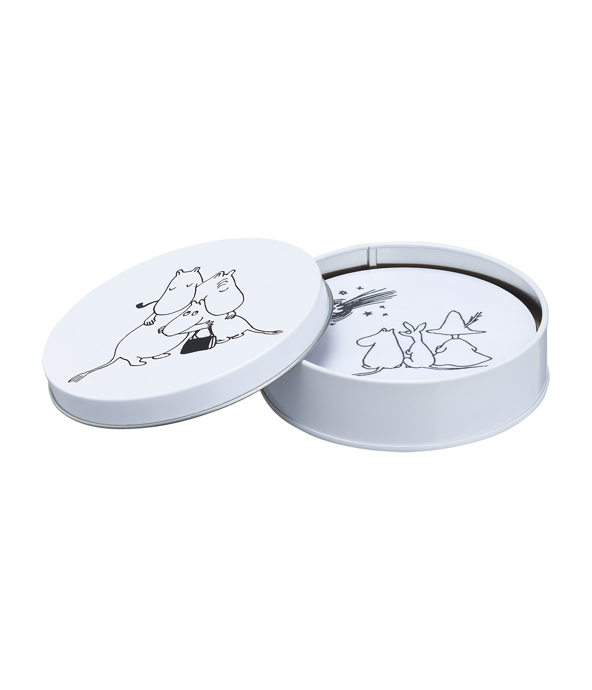 Moomin glasunderlägg 4-pack i plåtask, Moomin 80