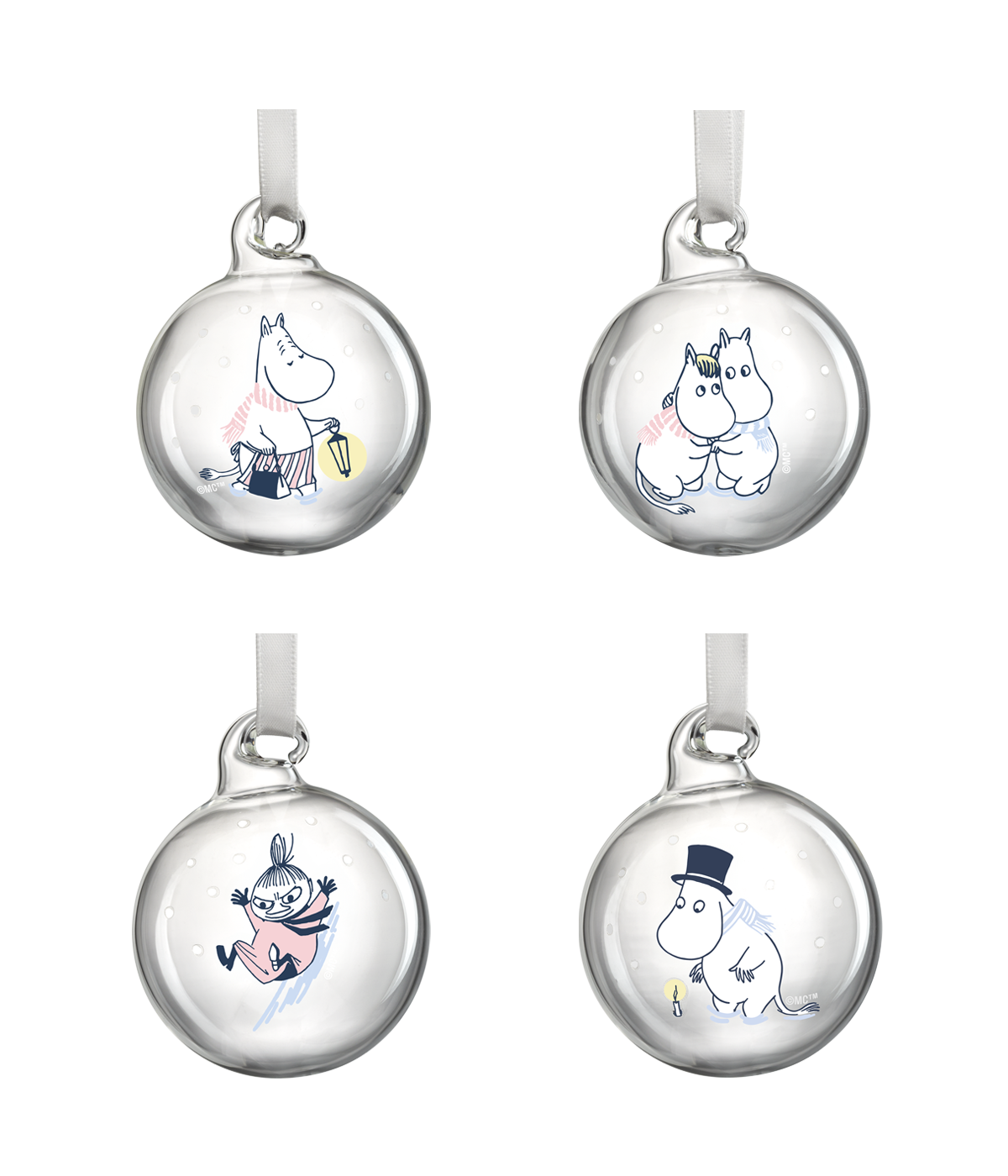 Moomin julkulor 5 cm, Let it Snow (4-pack)