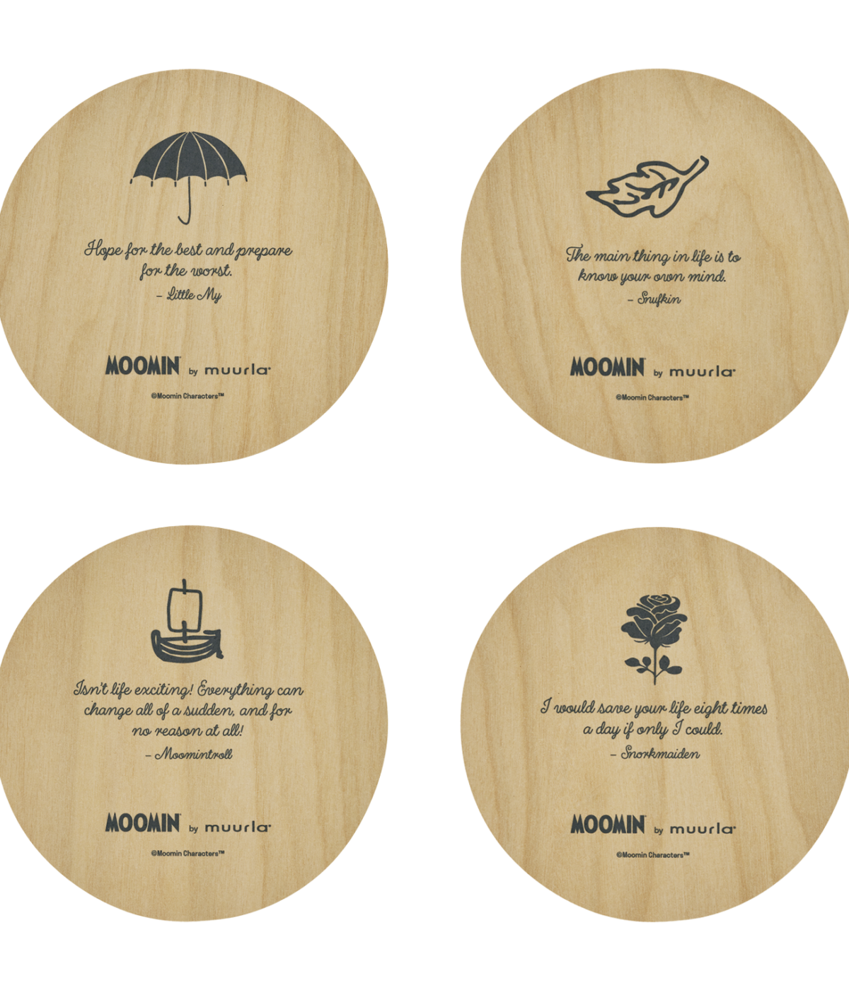 Moomin glasunderlägg Ø10 cm, 4-pack