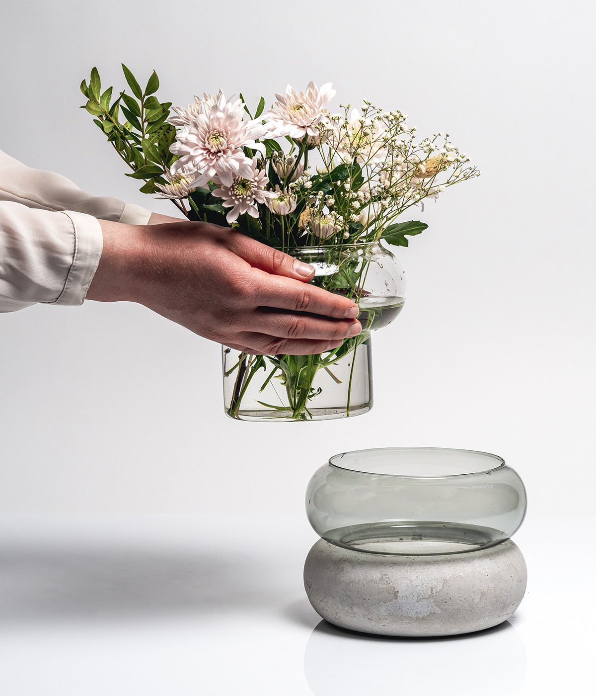 Bagel vas/ljuslykta 18,5 cm, grå