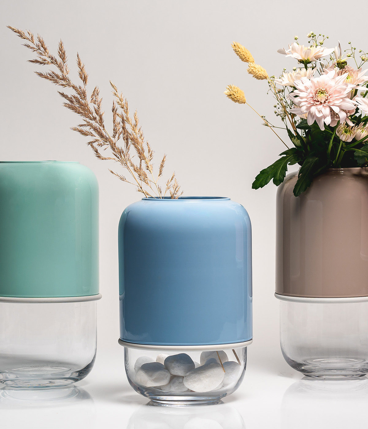 Capsule vas, klar/ljusblå