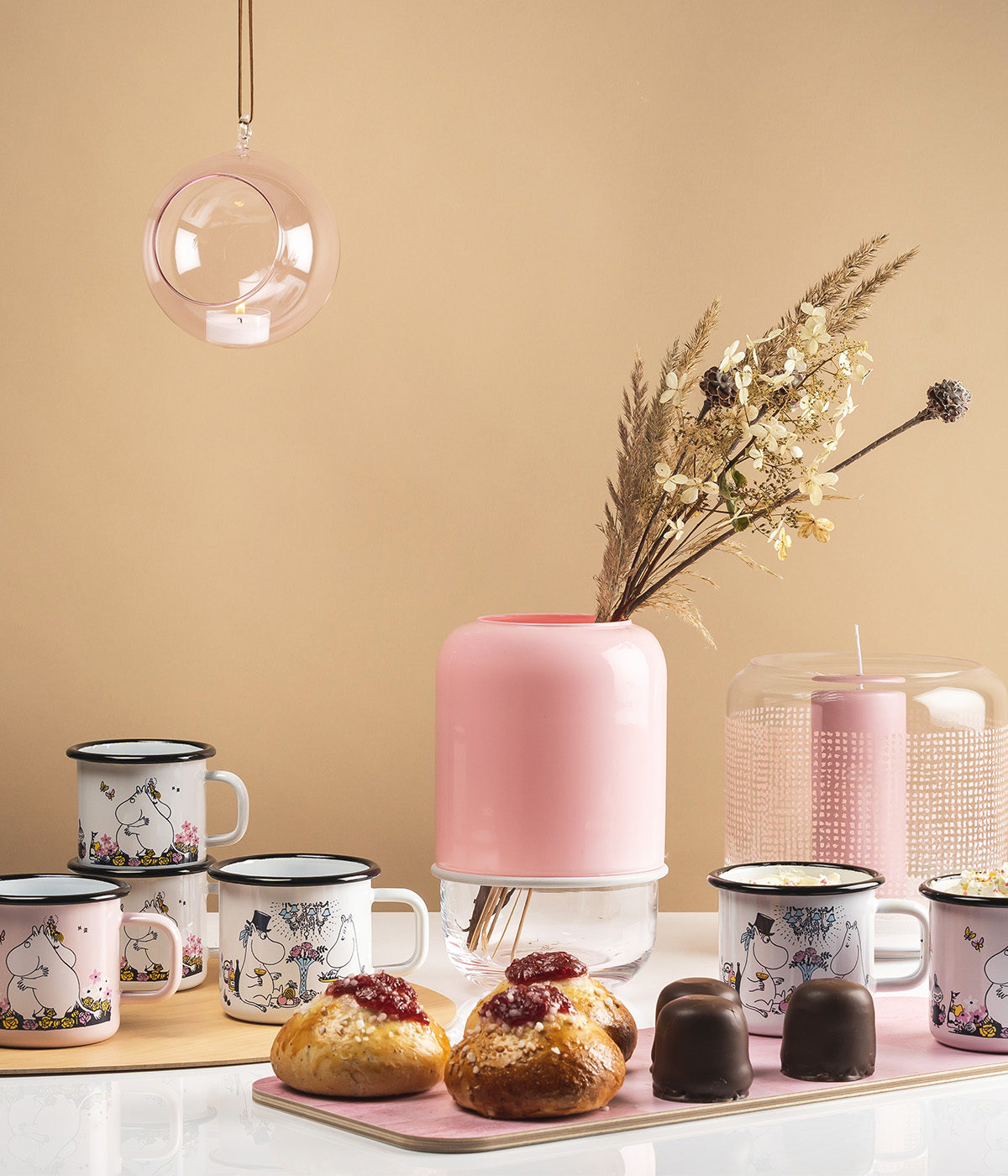 Capsule vas, klar/rosa