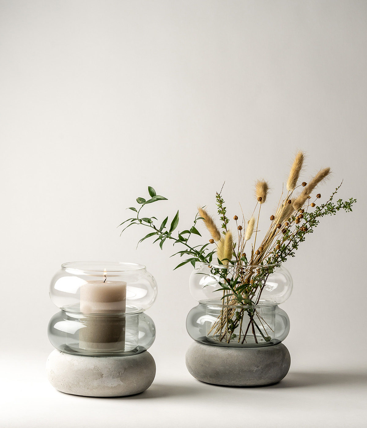 Bagel vas/ljuslykta 18,5 cm, grå