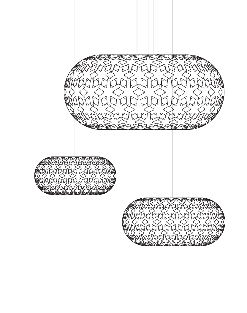 Snowflake Taklampa 800mm, Black 2 Side