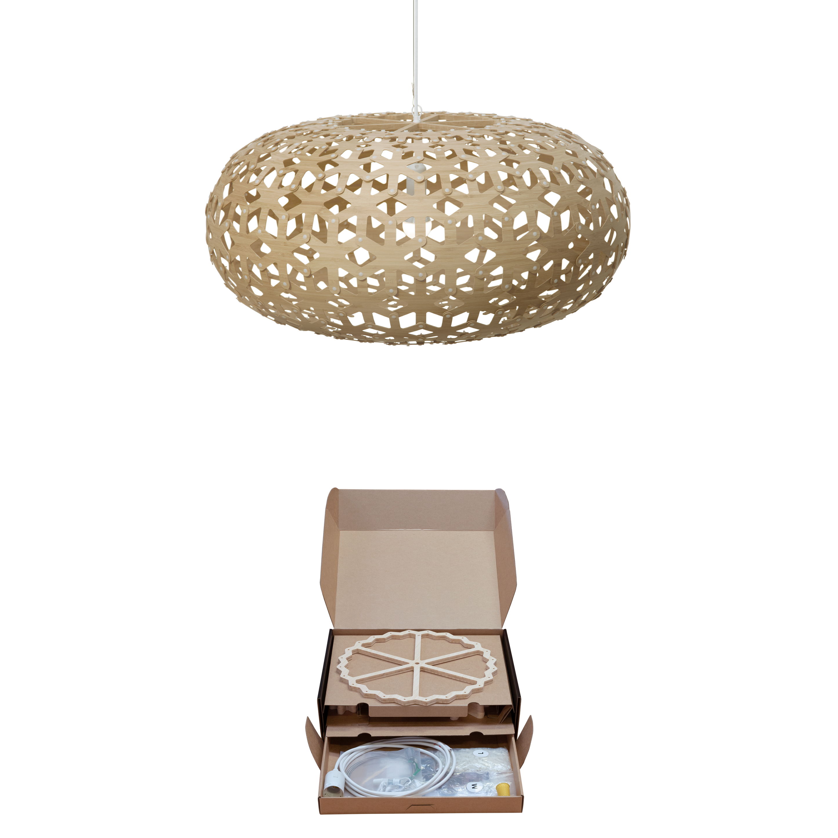 Snowflake Taklampa 800mm, Bambu