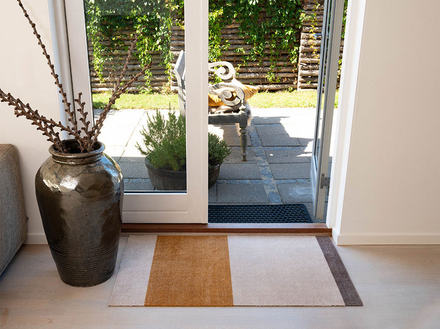 Stripes Horizontal matta ivory/dijon/brun, 200x90 cm