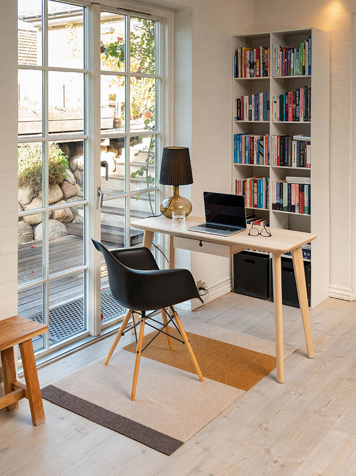 Stripes Horizontal matta ivory/dijon/brun, 200x90 cm