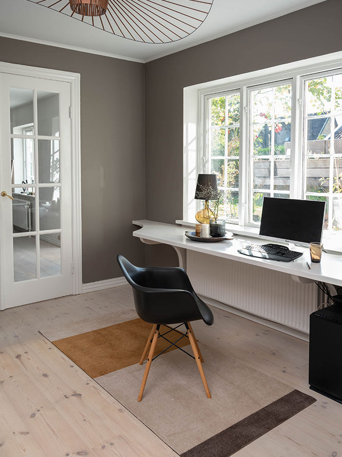 Stripes Horizontal matta ivory/dijon/brun, 200x90 cm